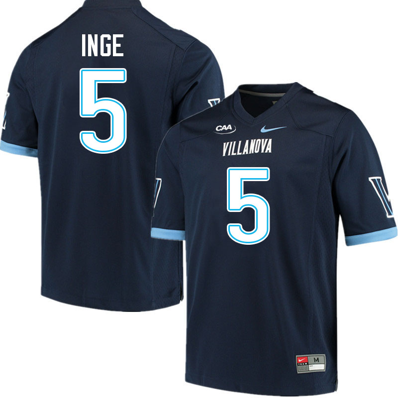 Villanova Wildcats #5 Turner Inge College Football Jerseys Stitched-Navy